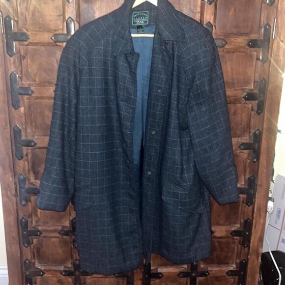 Vintage Ralph Lauren Blue Plaid  Wool Trench Coat  size  8 - Picture 2 of 4